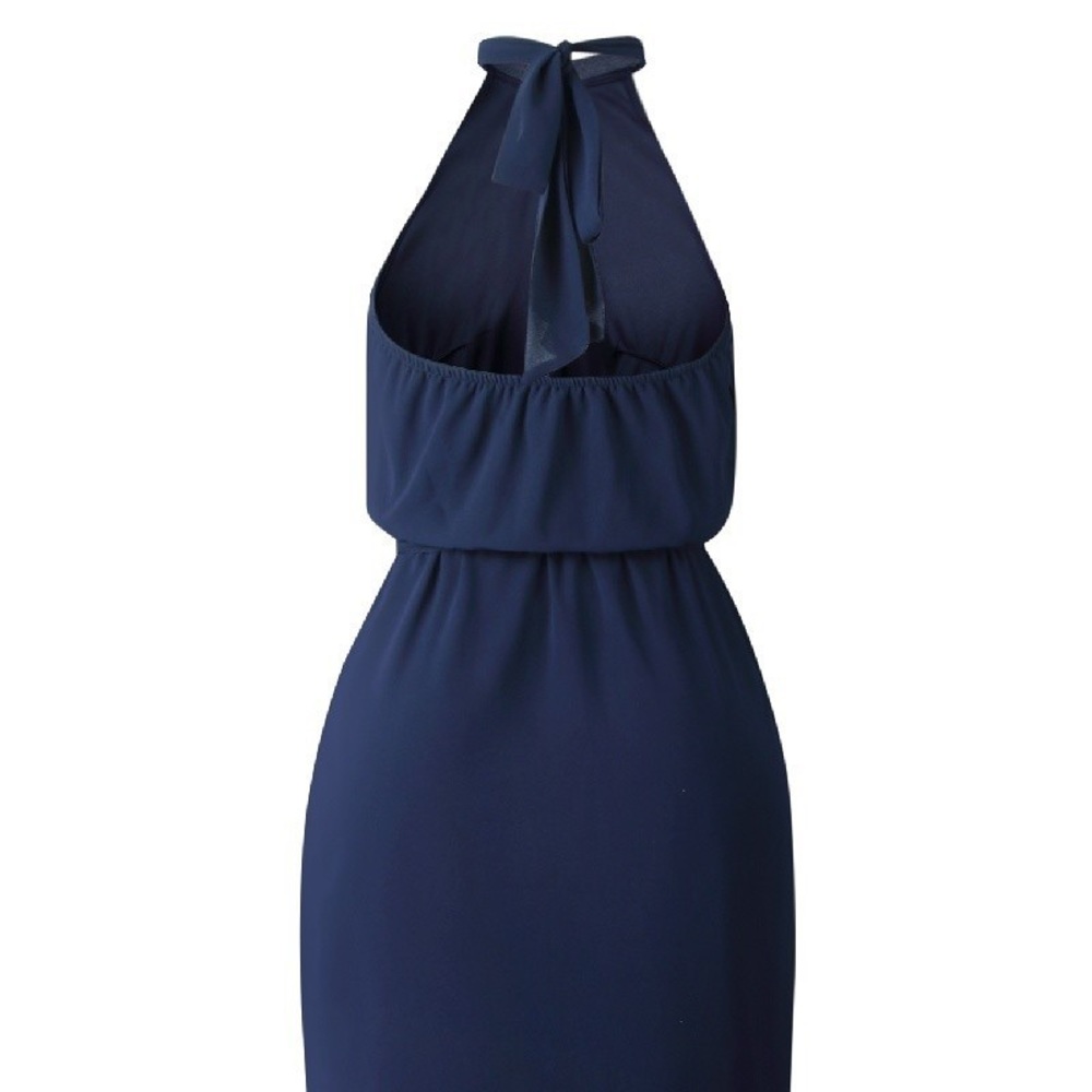Navy Blue Halter Neckline Mid-Length Dress Small NWT LAST ONE - Picture 2 of 4